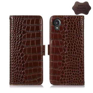 For Kyocera Digno BX2 Crocodile Top Layer Cowhide Leather Phone Case(Brown)