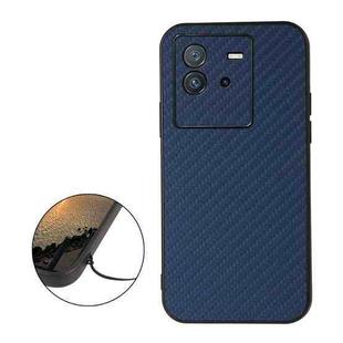 For vivo iQOO Neo6 Accurate Hole Carbon Fiber Texture PU Phone Case(Blue)