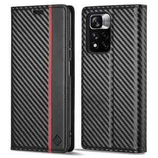 For Xiaomi 11T / 11T Pro LC.IMEEKE Carbon Fiber Texture Flip Leather Phone Case(Vertical Black)