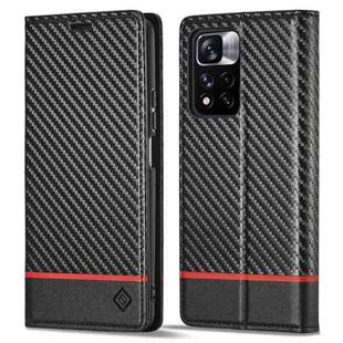 For Xiaomi 11T / 11T Pro LC.IMEEKE Carbon Fiber Texture Flip Leather Phone Case(Horizontal Black)