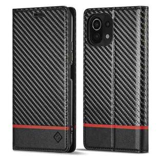 For Xiaomi Mi 11 Lite LC.IMEEKE Carbon Fiber Texture Flip Leather Phone Case(Horizontal Black)