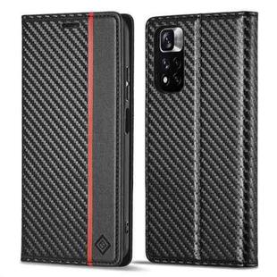For Xiaomi Redmi Note 11 Pro China LC.IMEEKE Carbon Fiber Texture Flip Leather Phone Case(Vertical Black)