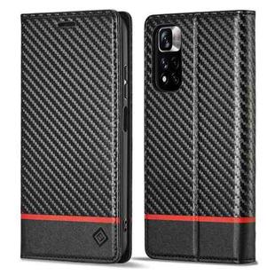 For Xiaomi Redmi Note 11 4G / Note 11S LC.IMEEKE Carbon Fiber Texture Flip Leather Phone Case(Horizontal Black)