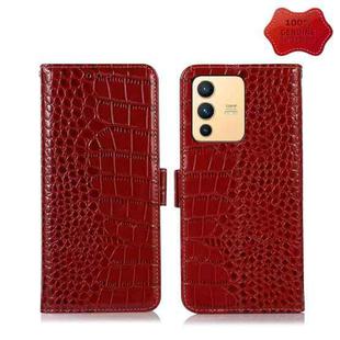 For vivo S12 5G / V23 Crocodile Top Layer Cowhide Leather Phone Case(Red)