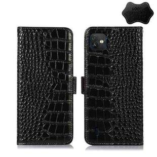 For Wiko Y82 Crocodile Top Layer Cowhide Leather Phone Case(Black)