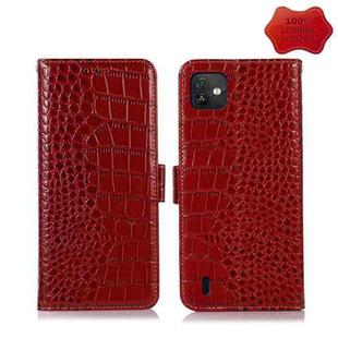 For Wiko Y82 Crocodile Top Layer Cowhide Leather Phone Case(Red)