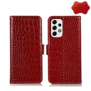 For Samsung Galaxy A23 4G Crocodile Top Layer Cowhide Leather Phone Case(Red)