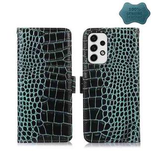 For Samsung Galaxy A73 5G Crocodile Top Layer Cowhide Leather Phone Case(Green)