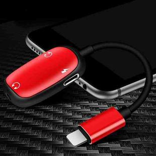 XWT4-1 3 in 1 2.1A 8 Pin Male to Dual 8 Pin + 3.5mm Female Earphone Audio Adapter, Support IOS 10 and Above System(Red)