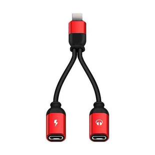 XWT-19 2 in 1 8 Pin Male to 8 Pin Charging + 8 Pin Earphone Female Audio Adapter, Compatible with All IOS Systems(Red)
