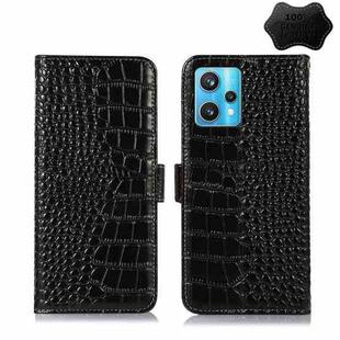For OPPO Realme 9 Pro+ Crocodile Top Layer Cowhide Leather Phone Case(Black)