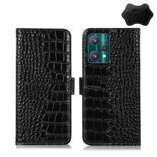 For OPPO Realme 9 Pro Crocodile Top Layer Cowhide Leather Phone Case(Black)