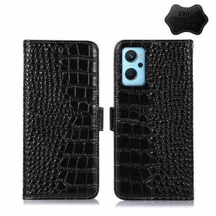 For OPPO Realme 9i/A36 4G/A76 4G/A96 4G Crocodile Top Layer Cowhide Leather Phone Case(Black)