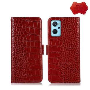 For OPPO Realme 9i/A36 4G/A76 4G/A96 4G Crocodile Top Layer Cowhide Leather Phone Case(Red)