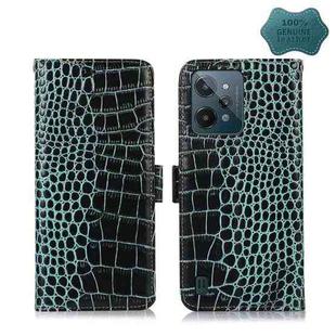 For OPPO Realme C31 4G Crocodile Top Layer Cowhide Leather Phone Case(Green)