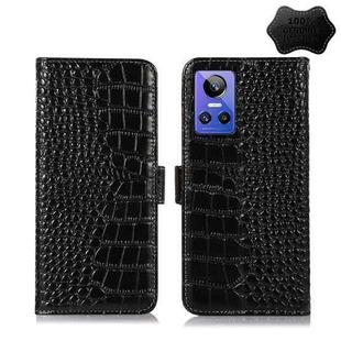 For OPPO Realme GT Neo3 Crocodile Top Layer Cowhide Leather Phone Case(Black)