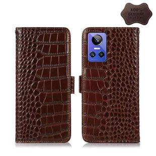For OPPO Realme GT Neo3 Crocodile Top Layer Cowhide Leather Phone Case(Brown)