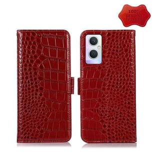For OPPO A96 5G CN Version / Reno7 Z 5G Crocodile Top Layer Cowhide Leather Phone Case(Red)