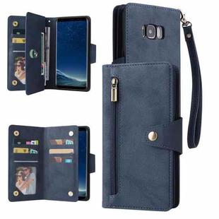 For Samsung Galaxy S8 Rivet Buckle 9 Cards Three Fold Leather Phone Case(Blue)