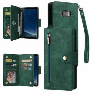 For Samsung Galaxy S8 Rivet Buckle 9 Cards Three Fold Leather Phone Case(Green)