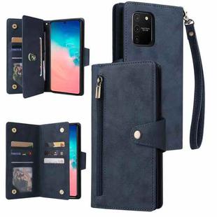 For Samsung Galaxy S10 Lite 2020 Rivet Buckle 9 Cards Three Fold Leather Phone Case(Blue)