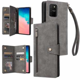 For Samsung Galaxy S10 Lite 2020 Rivet Buckle 9 Cards Three Fold Leather Phone Case(Grey)