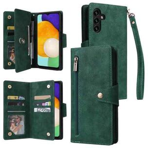 For Samsung Galaxy A13 5G Rivet Buckle 9 Cards Three Fold Leather Phone Case(Green)