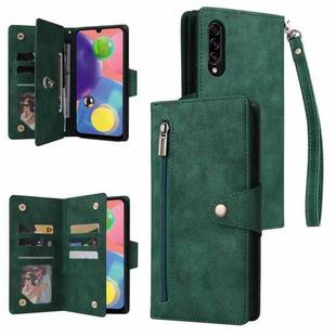 For Samsung Galaxy A70/A70S Rivet Buckle 9 Cards Three Fold Leather Phone Case(Green)
