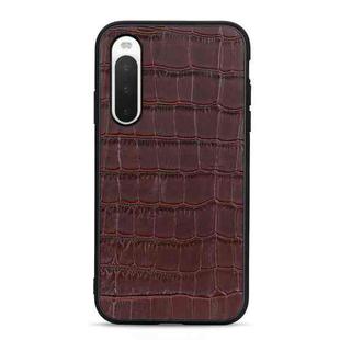 For Sony Xperia 10 IV Crocodile Texture Shockproof Leather Phone Case(Brown)
