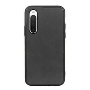 For Sony Xperia 10 IV Two-color Cowhide Texture PU Shockproof Phone Case(Black)