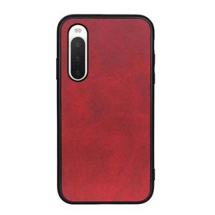 For Sony Xperia 10 IV Two-color Cowhide Texture PU Shockproof Phone Case(Red)