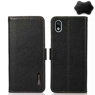 For Sony Xperia Ace III KHAZNEH Side-Magnetic Litchi Genuine Leather RFID Phone Case(Black)