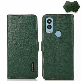 For Kyocera Android One S9 KHAZNEH Side-Magnetic Litchi Genuine Leather RFID Phone Case(Green)