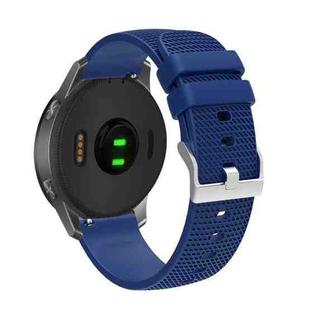20mm Pockmarked Silver Buckle Silicone Watch Band for Huawei Watch / Samsung Galaxy Watch(Navy Blue)