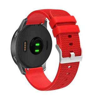 20mm Pockmarked Silver Buckle Silicone Watch Band for Huawei Watch / Samsung Galaxy Watch(Red)