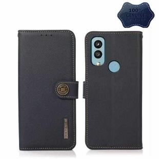 For Kyocera Android One S9 KHAZNEH Custer Genuine Leather RFID Phone Case(Blue)