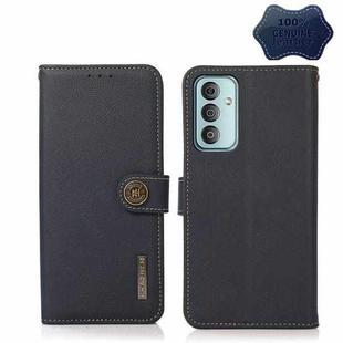 For Samsung Galaxy F23 / M23 KHAZNEH Custer Genuine Leather RFID Phone Case(Blue)