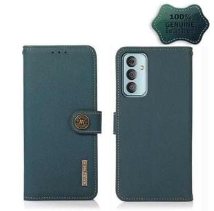 For Samsung Galaxy F23 / M23 KHAZNEH Custer Genuine Leather RFID Phone Case(Green)