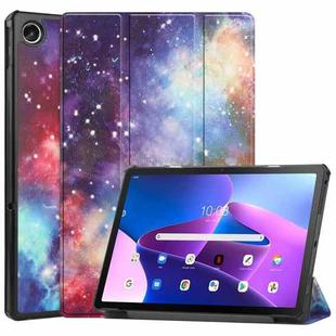 For Lenovo Tab M10 Plus 10.6 3rd Gen 2022 Custer Painted 3-Fold Holder Leather Tablet Case(Milky Way Nebula)