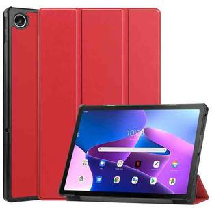 For Lenovo Tab M10 Plus 10.6 3rd Gen 2022 Custer Texture 3-Fold Holder Smart Leather Tablet Case(Red)