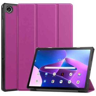 For Lenovo Tab M10 Plus 10.6 3rd Gen 2022 Custer Texture 3-Fold Holder Smart Leather Tablet Case(Purple)