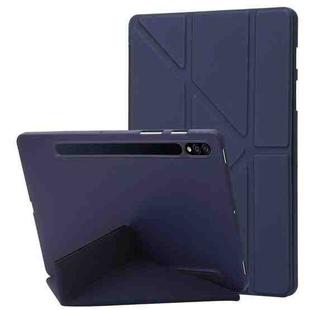 For Samsung Galaxy Tab S8 / S7 Deformation Silicone Leather Tablet Case(Dark Blue)
