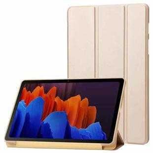 For Samsung Galaxy Tab S8 / S7 3-Fold Holder Silicone Leather Tablet Case(Gold)