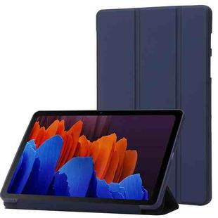 For Samsung Galaxy Tab S8 / S7 3-Fold Holder Silicone Leather Tablet Case(Dark Blue)