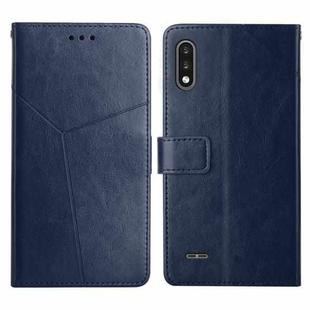 For LG K22 Y Stitching Horizontal Flip Leather Phone Case(Blue)