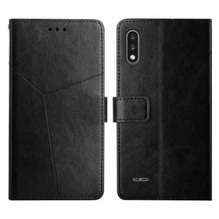 For LG K22 Y Stitching Horizontal Flip Leather Phone Case(Black)