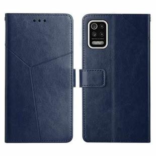 For LG K42 Y Stitching Horizontal Flip Leather Phone Case(Blue)