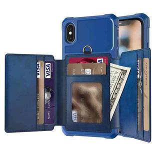 10-Card Wallet Bag PU Back Phone Case For iPhone XR(Blue)