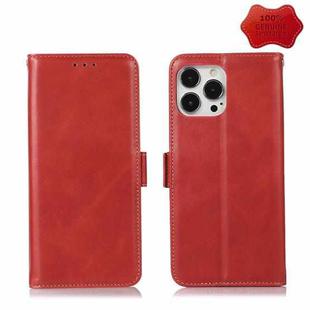 For iPhone 13 Pro Crazy Horse Top Layer Cowhide Leather Phone Case (Red)
