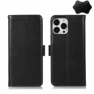 For iPhone 13 Pro Max Crazy Horse Top Layer Cowhide Leather Phone Case (Black)